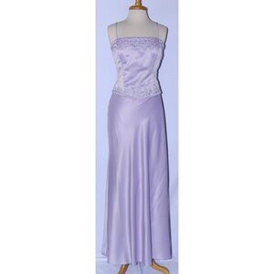 Rebecca #1572 Satin Two Piece Beaded Bridesmaid Dress-Size 3X-LILAC-NWT